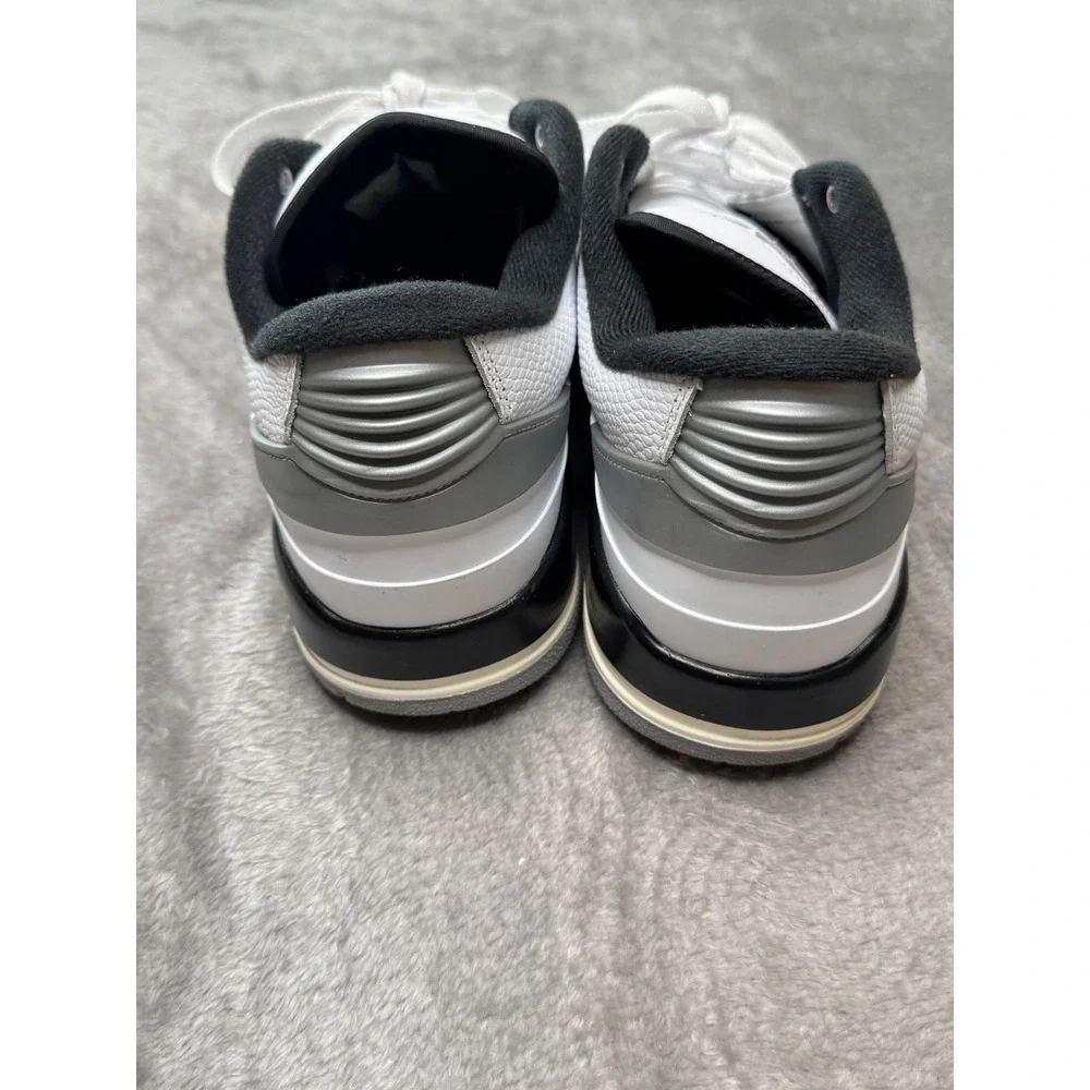 Jordan 2/3 Mens 10 White Black Metallic Silver Low Sneakers FD0383-148